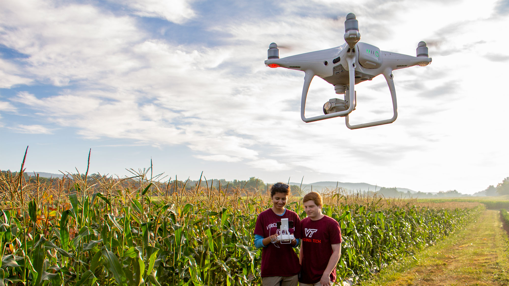 CALS students flying a drone